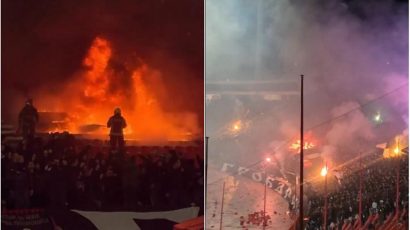 Θρίαμβος του Ερυθρού Αστέρα – Έβαλαν φωτιά στις εξέδρες του Μαρακανά οι οπαδοί της Παρτίζαν!